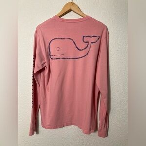 Vineyard vines pink long sleeve graphic whale Spellout tshirt Small 100% cotton